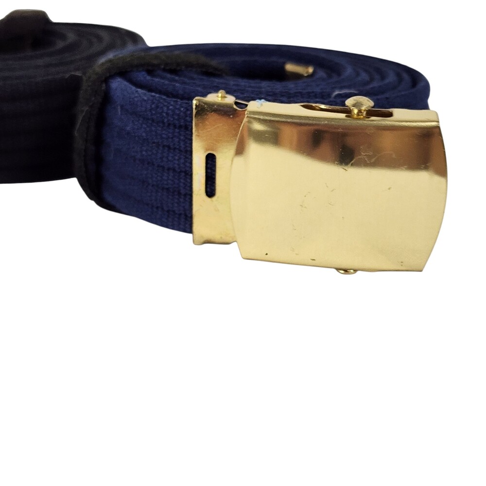 Military Web Belt Lot of 2 Black Navy Canvas Gold Slider Buckle Size 66